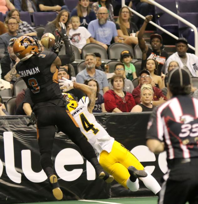 Allen Chapman of the Arizona Rattlers hauls in a pass along the sideline against the Tucson Sugar Skulls