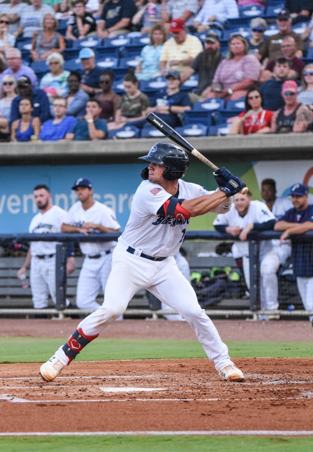 Ben Rortvedt of the Pensacola Blue Wahoos awaits a pitch