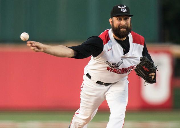 Pitcher Ryan Kussmaul with the Wichita Wingnuts