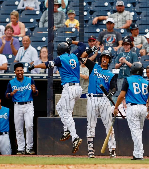 Tampa Tarpons celebrate a home run