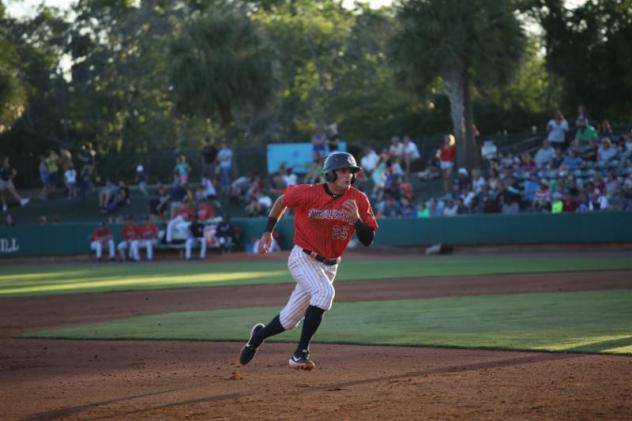 Max Burt of the Charleston RiverDogs drove in three runs with a 2-3 showing in the losing effort Friday night