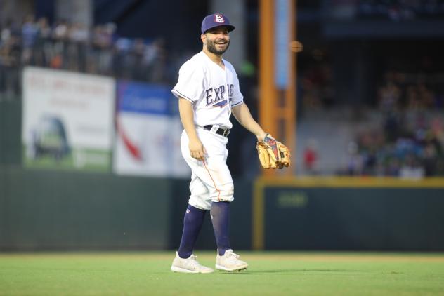 2B Jose Altuve in the field for the Round Rock Express