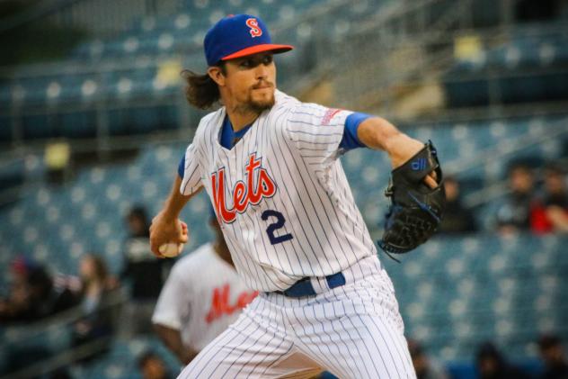 Chris Mazza of the Syracuse Mets pitched eight scoreless innings while allowing just three baserunners and striking out eight batters on Saturday night