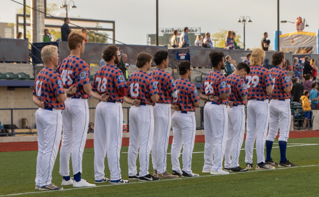 Green Bay Booyah line up for the National Anthem