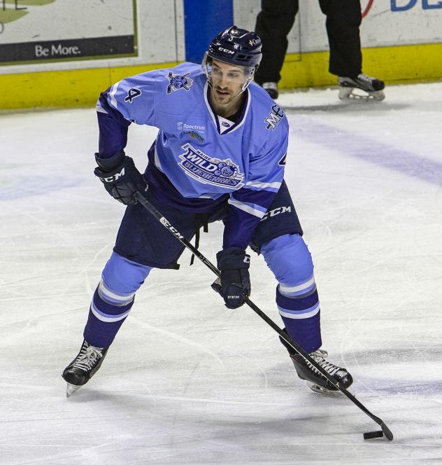 Maine Mariners forward Terrence Wallin in his Wild Blueberries uniform