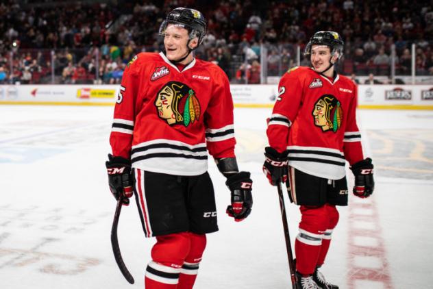 Johnny Ludvig (left) and Reece Newkirk of the Portland Winterhawks