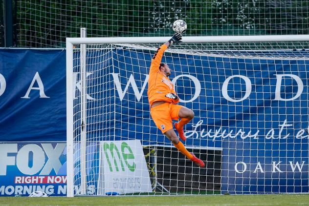 Colorado Springs Switchbacks FC goalkeeper Andre Rawls makes a save vs. Real Monarchs SLC