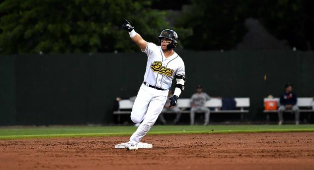 Connor Fitzsimons circles the bases for the Burlington Bees