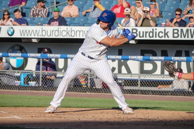 Tim Tebow reached base twice, including with a two-run double in the Syracuse Mets' win on Wednesday night