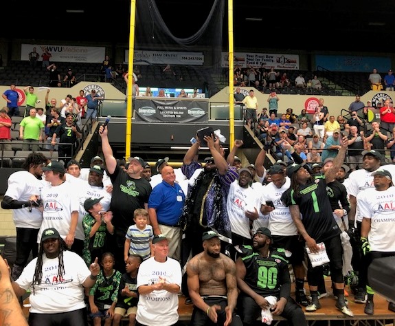 West Virginia Roughriders celebrate the American Arena League title