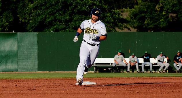Harrison Wenson of the Burlington Bees rounds the bases