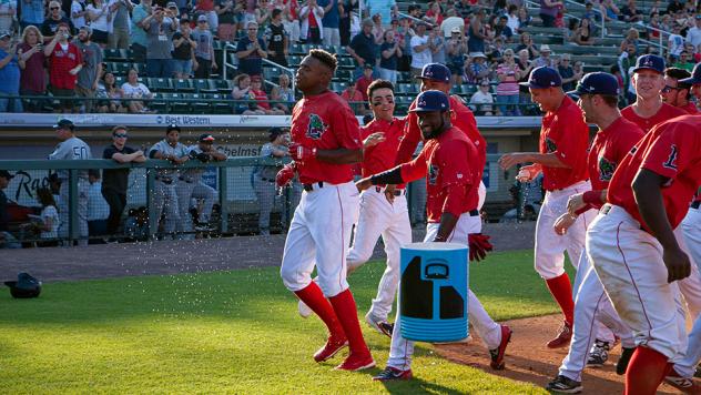 Marino Campana and the Lowell Spinners celebrate