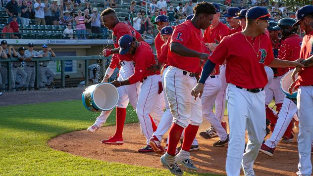 Marino Campana and the Lowell Spinners celebrate