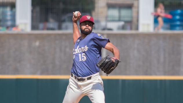 Pedro Payano pitching with the Frisco RoughRiders