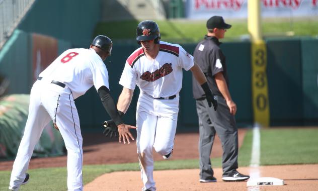 Sacramento River Cats infielder Zach Green rounds the bases