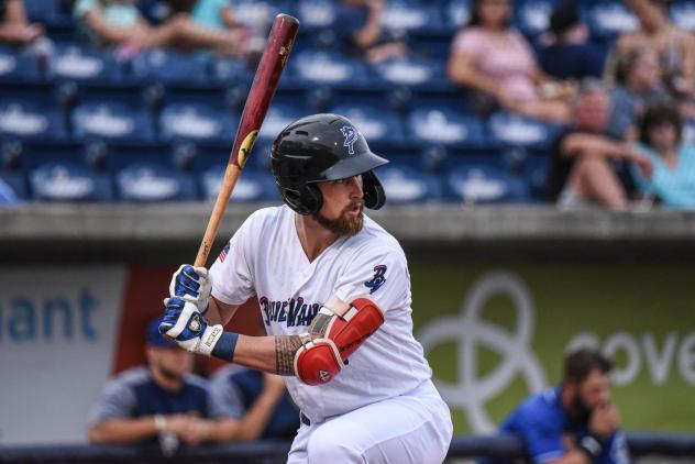 Aaron Whitefield at bat for the Pensacola Blue Wahoos