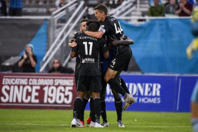 Colorado Springs Switchbacks FC celebrate a goal