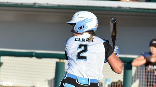 Emily Clark at bat for the Cleveland Comets