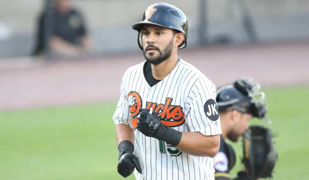 Rey Fuentes rounds the bases following his home run