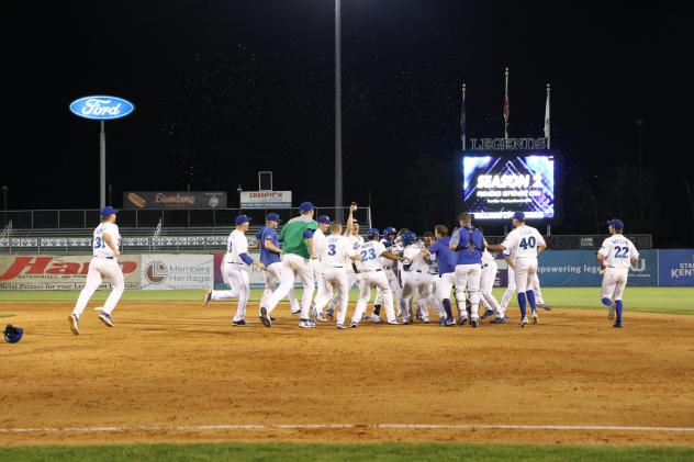 Lexington Legends celebrate a walk-off win