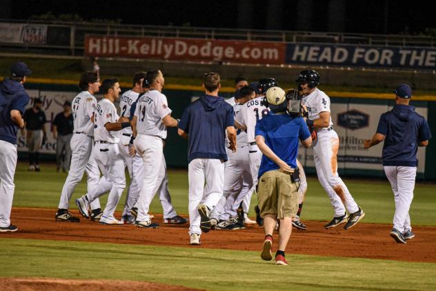 Pensacola Blue Wahoos rush the field