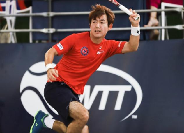 Yoshi Nishioka wore out his opponent in men's singles to get the Washington Kastles back on track