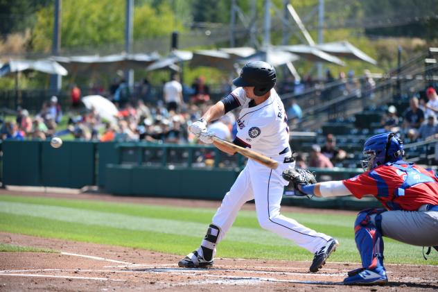 Jaycob Brugman at bat for the Tacoma Rainiers