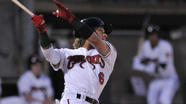 Isan Diaz with the Carolina Mudcats