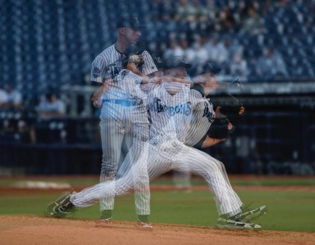 Tampa Tarpons pitcher Trevor Stephan devilers a pitch