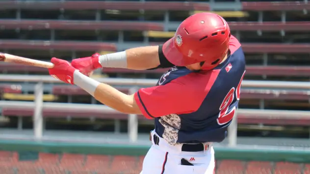 Drew Mendoza of the Hagerstown Suns drove in two RBI in the first game and had three hits on the day