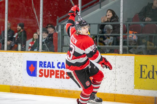 Centre Sam Bitten with the Ottawa 67's