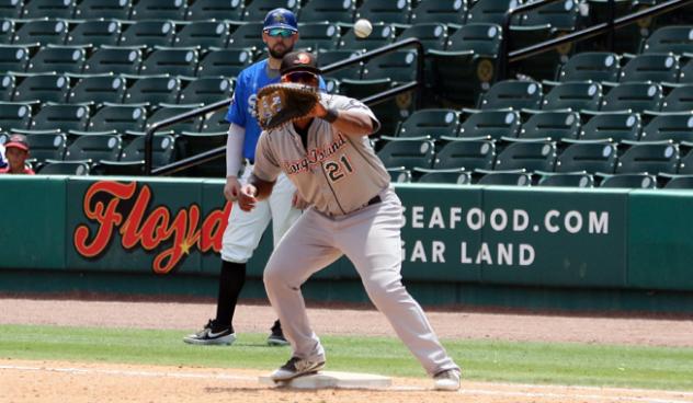 Long Island Ducks first baseman Deibinson Romero