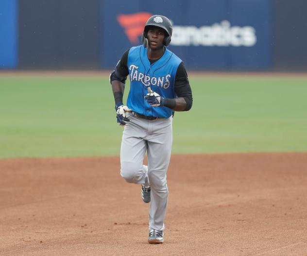 Estevan Florial of the Tampa Tarpons rounds the bases