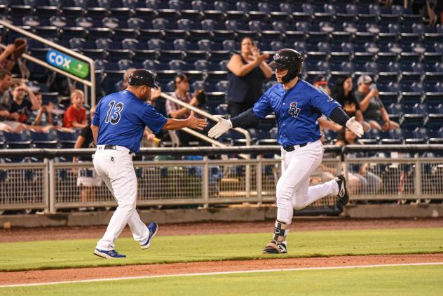 Pensacola Blue Wahoos catcher Ryan Jeffers rounds the bases after his 10th-inning homer