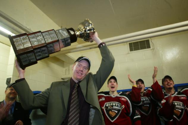 Scott Bonner celebrates a Vancouver Giants WHL championship