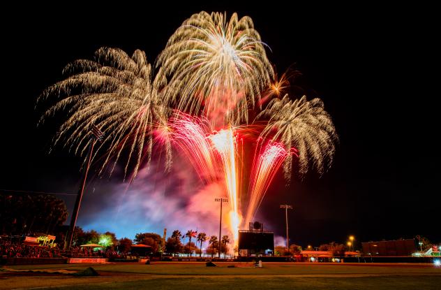 Fireworks over The Baseball Grounds of Jacksonville, home of the Jacksonville Jumbo Shrimp