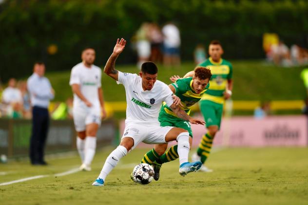 Pierre Da Silva of Memphis 901 FC vs. the Tampa Bay Rowdies