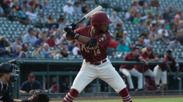 Leody Taveras at bat for the Frisco RoughRiders