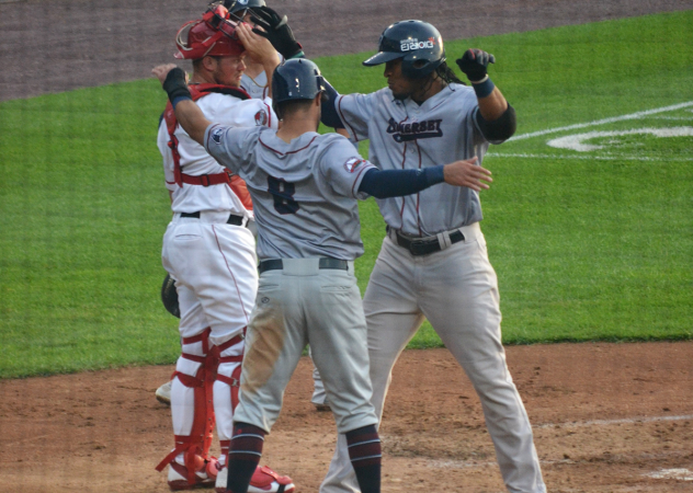Jimmy Paredes of the Somerset Patriots at home plate
