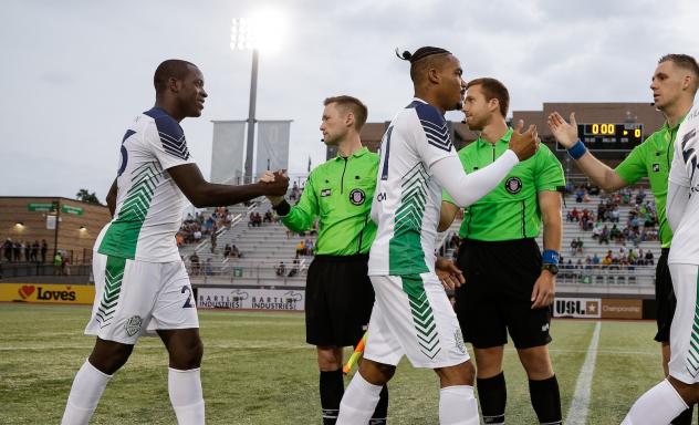 OKC Energy FC defender Alvin Jones and midfielder Je-Vaughn Watson