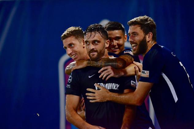 Joshua Morton, Brandon Allen, Pierre Da Silva and Elliot Collier of Memphis 901 FC