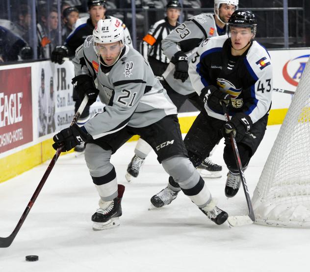 San Antonio Rampage forward Joey LaLeggia vs. the Colorado Eagles