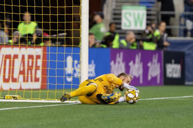 Seattle Sounders FC goalkeeper Stefan Frei makes a save