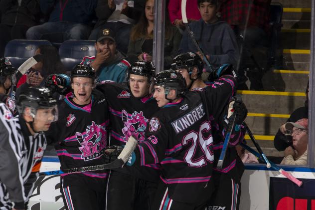 Kelowna Rockets celebrate a goal