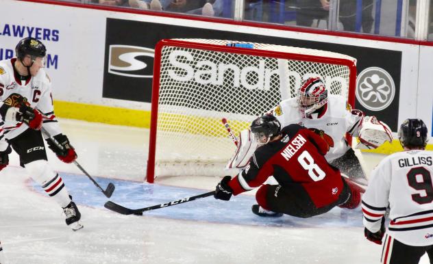 Vancouver Giants centre Tristen Nielsen vs. the Portland Winterhawks