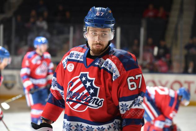 Forward Yannick Veilleux with the Rochester Americans