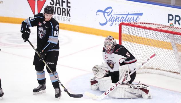 Vancouver Giants goaltender David Tendeck against the Winnipeg ICE