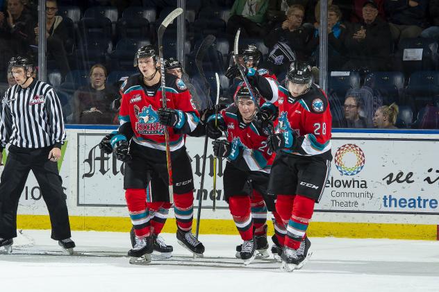 Kelowna Rockets celebrate a goal