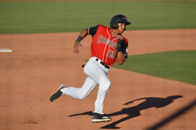 Bubba Thompson with the Hickory Crawdads