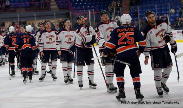 Johnstown Tomahawks shake hands with the Northeast Generals